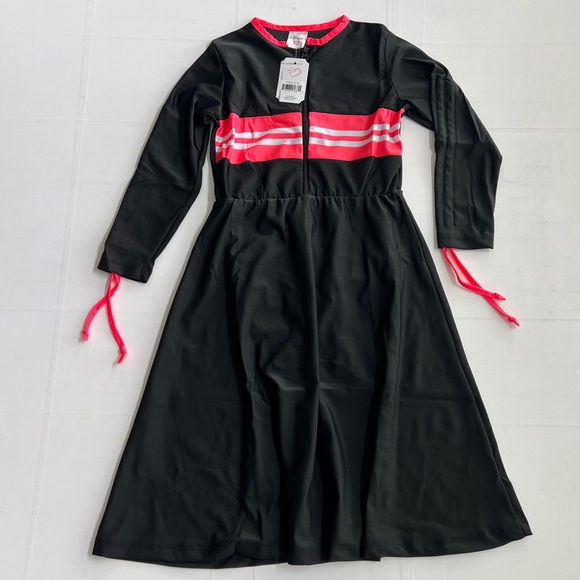 NEW LandsKid Girls Varsity Swim Modest Dress Long Sleeve Zipper SIZE 12 - Picture 2 of 10